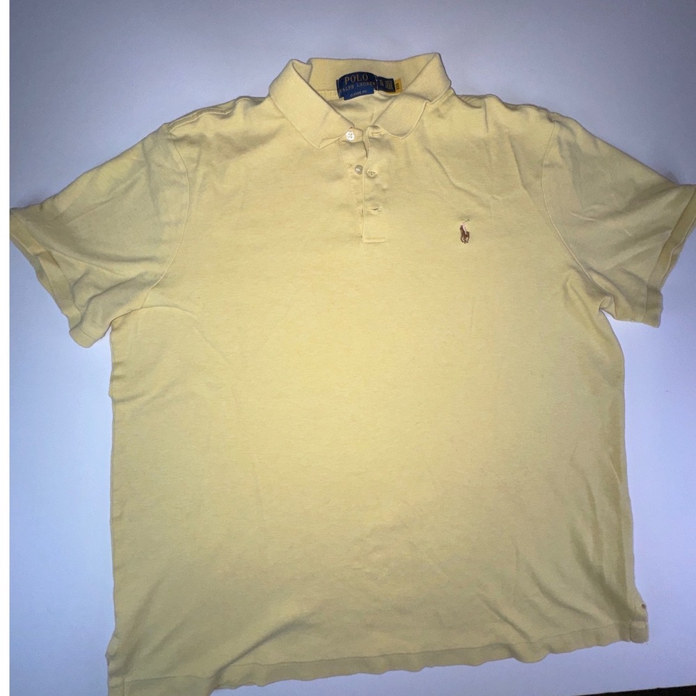 Polo Ralph Lauren Mens XL Yellow Classic Fit Short Sleeve Pony Logo Polo Shirt
